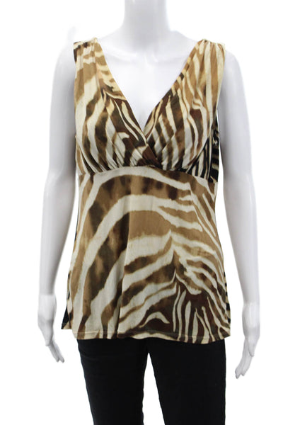 Josie by Natori Womens Animal Print Sleeveless Ruched Blouse Multicolor Size L