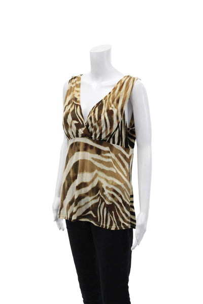 Josie by Natori Womens Animal Print Sleeveless Ruched Blouse Multicolor Size L