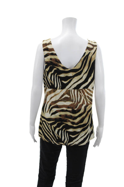 Josie by Natori Womens Animal Print Sleeveless Ruched Blouse Multicolor Size L
