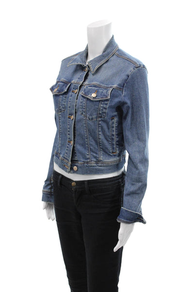 J Brand Womens Cotton Buttoned Collared Cropped Jean Jacket Blue Size S
