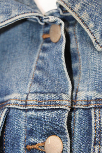 J Brand Womens Cotton Buttoned Collared Cropped Jean Jacket Blue Size S