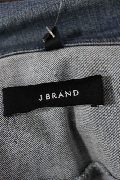 J Brand Womens Cotton Buttoned Collared Cropped Jean Jacket Blue Size S