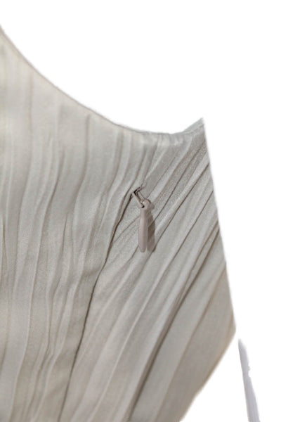Drew Womens Pleated Annalise Scoop Neck Tiered Mini Dress Beige Size XS