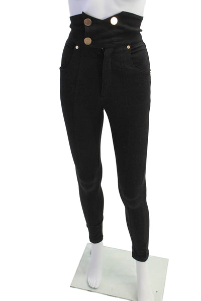 Alice McCall Womens Zipper Fly Ultra High Rise Cut Out Skinny Pants Black Size 0
