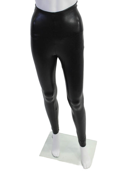 Commando Womens High Rise Faux Leather Ankle Leggings Black Size Extra Small