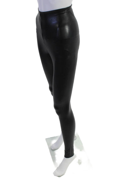 Commando Womens High Rise Faux Leather Ankle Leggings Black Size Extra Small