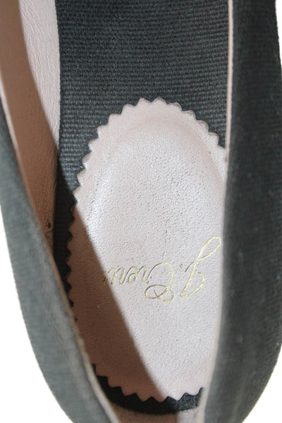 J Crew Womens Slide On Round Toe Espadrille Wedge Pumps Black Size 7.5