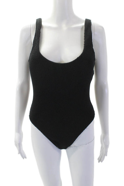 J Crew Womens Textured Print Sleeveless Open Back One Piece Bikini Black Size 8
