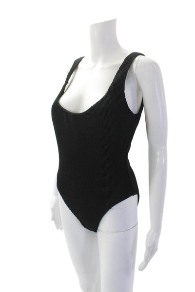 J Crew Womens Textured Print Sleeveless Open Back One Piece Bikini Black Size 8