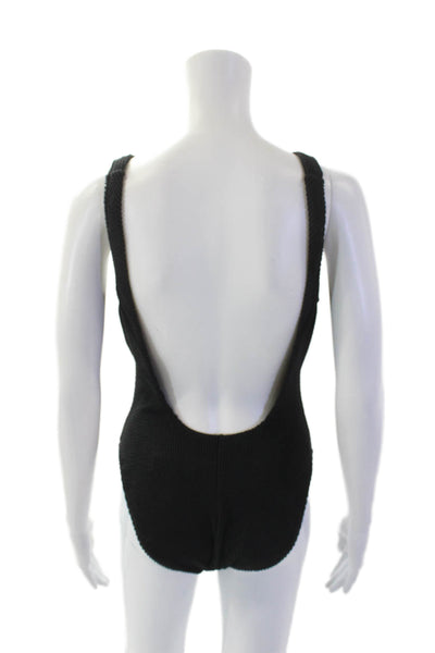 J Crew Womens Textured Print Sleeveless Open Back One Piece Bikini Black Size 8