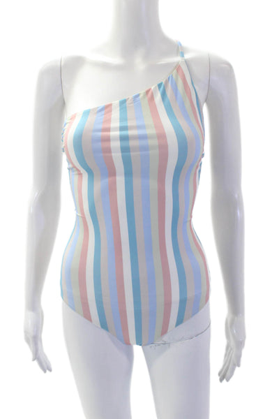 Beach Riot Womens Striped Print One Shoulder One Piece Bikini Multicolor Size S