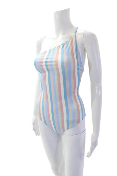 Beach Riot Womens Striped Print One Shoulder One Piece Bikini Multicolor Size S