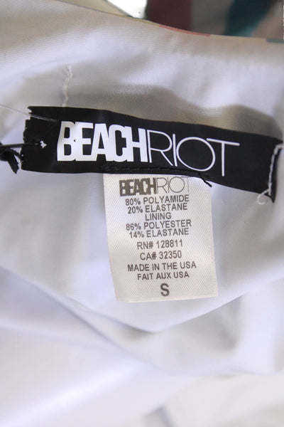 Beach Riot Womens Striped Print One Shoulder One Piece Bikini Multicolor Size S