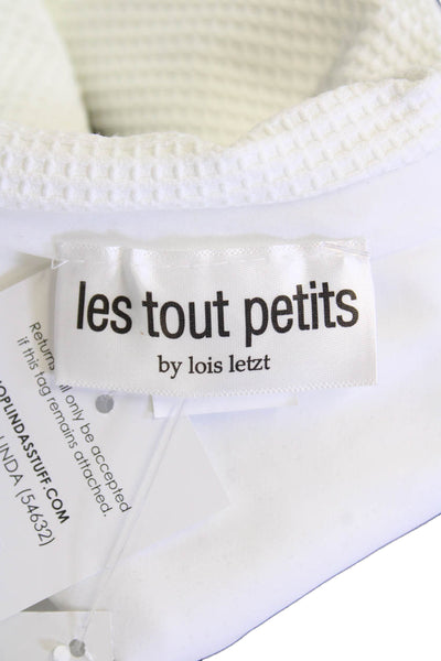 Les Tout Petits Womens Textured Sleeveless Belted One Piece Bikini White Size 8