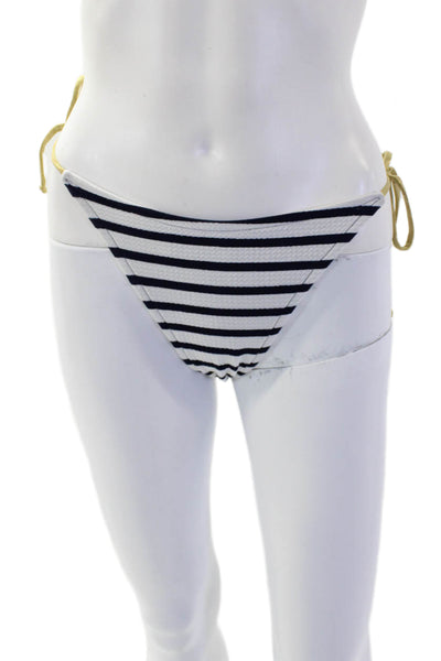 Les Tout Petits Womens Striped Print Side Tie Bikini Bottom Blue Size 12