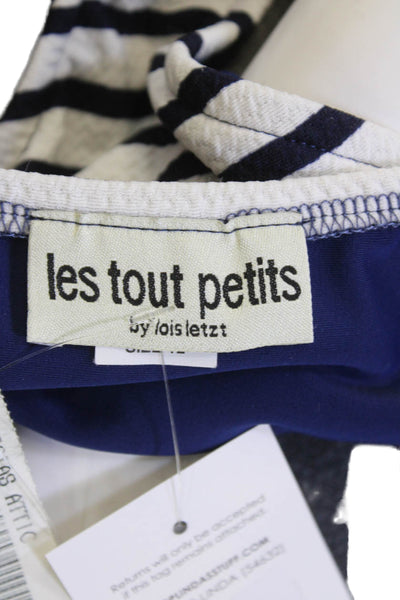 Les Tout Petits Womens Striped Print Side Tie Bikini Bottom Blue Size 12