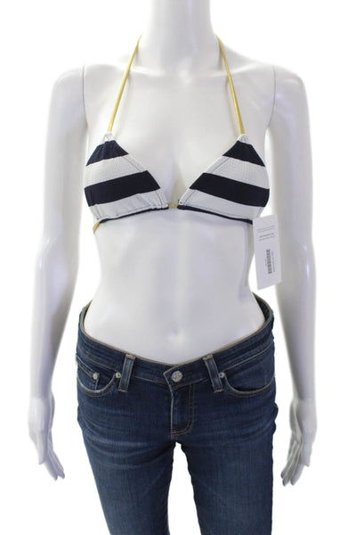 Les Tout Petits Girls Striped Back Tie String Bikini Top Blue Size 12