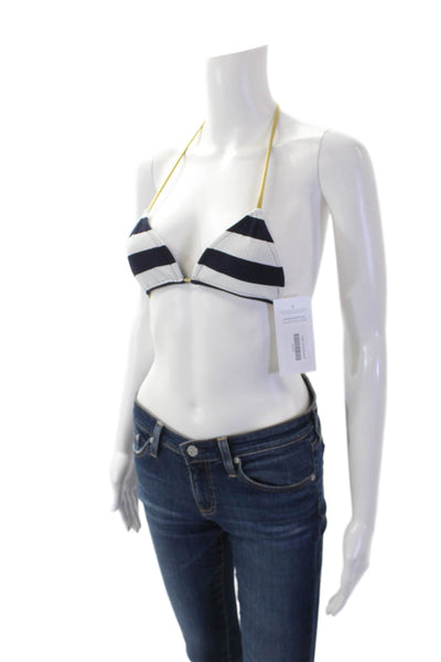 Les Tout Petits Girls Striped Back Tie String Bikini Top Blue Size 12