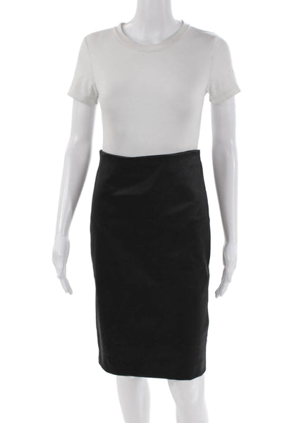 Theory Womens Textured Back Zip Midi Length Sleek Skirt Black Size 06