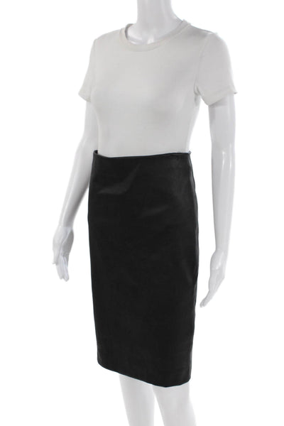 Theory Womens Textured Back Zip Midi Length Sleek Skirt Black Size 06