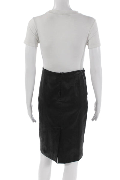 Theory Womens Textured Back Zip Midi Length Sleek Skirt Black Size 06