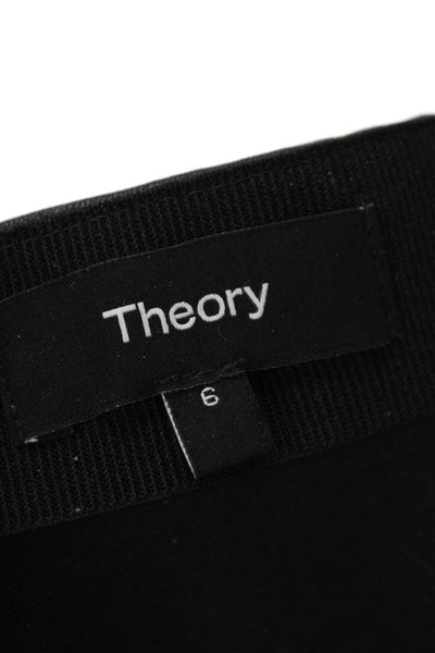 Theory Womens Textured Back Zip Midi Length Sleek Skirt Black Size 06
