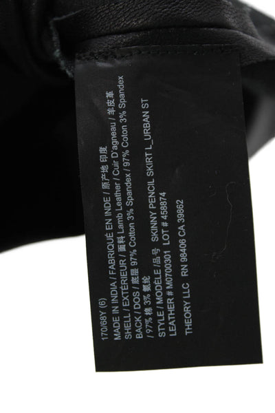 Theory Womens Textured Back Zip Midi Length Sleek Skirt Black Size 06