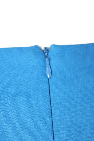 Artelier Nicole Miller Womens Sleeveless V-neck Ruched Zip Dress Blue Size 08