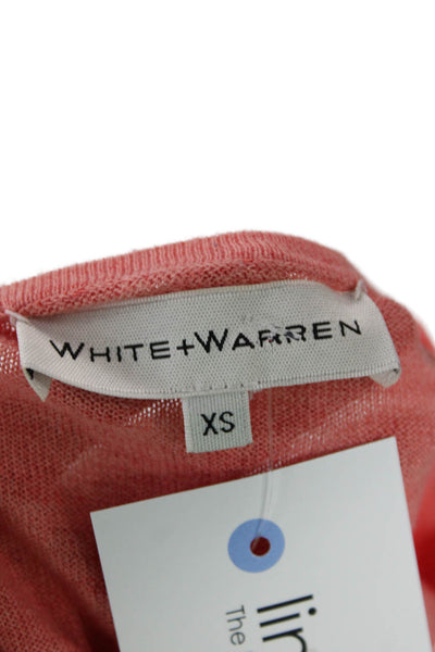 White + Warren Womens Textured Long Sleeve V-neck Knit Top Red Size S