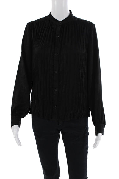 Bella Dahl Womens Cotton Long Sleeve Button Up Lined Blouse Black Size XS