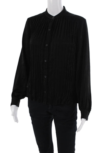 Bella Dahl Womens Cotton Long Sleeve Button Up Lined Blouse Black Size XS