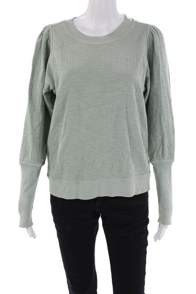 Apiece Apart Womens Cotton Long Sleeve Round Neck Pullover Sweater Green Size S