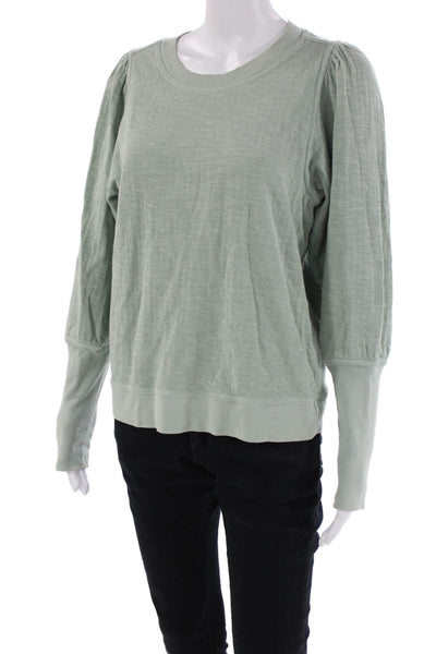 Apiece Apart Womens Cotton Long Sleeve Round Neck Pullover Sweater Green Size S