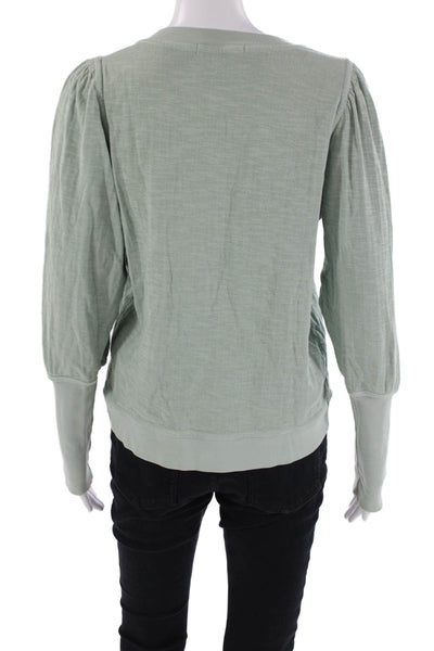 Apiece Apart Womens Cotton Long Sleeve Round Neck Pullover Sweater Green Size S