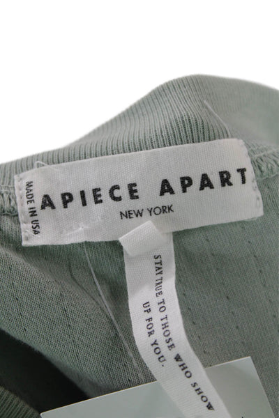 Apiece Apart Womens Cotton Long Sleeve Round Neck Pullover Sweater Green Size S