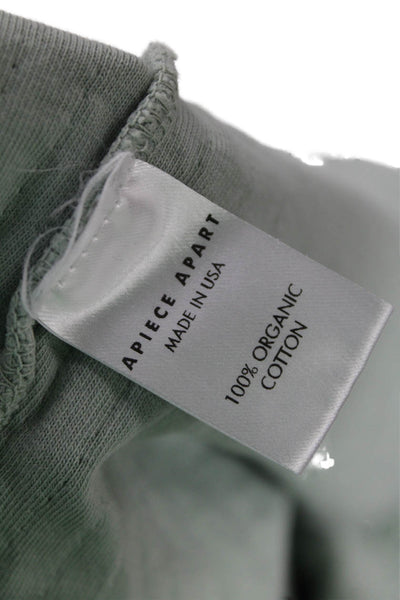 Apiece Apart Womens Cotton Long Sleeve Round Neck Pullover Sweater Green Size S