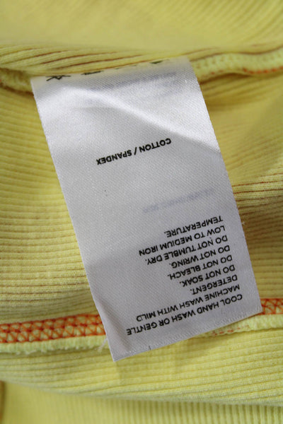 Arthur Womens Short Sleeve Crew Neck Ribbed Printed Shirt Yellow Orange Size 8