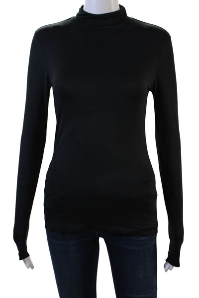 Dries Van Noten Womens Long Sleeve Mock Neck Knit Shirt Black Size Small