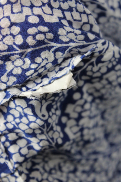 J Crew Womens Floral Print Flowy Straight Leg Elastic Waist Pants Blue Size S
