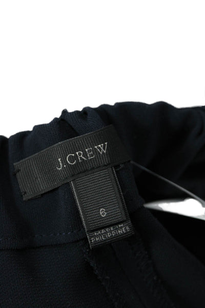 J Crew Womens Tailored Elastic Waist Straight Leg Trouser Pants Blue Size 6