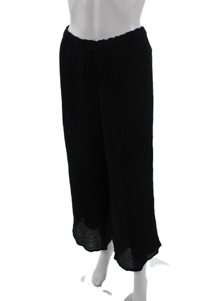 Velvet by Graham & Spencer Womens Cotton Wide Leg Drawstring Pants Black Size L