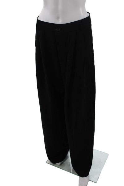Zara Womens Tailored High Waisted Wide Leg Zip Fly Trouser Pants Black Size S