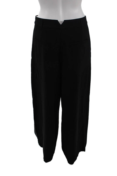 Zara Womens Tailored High Waisted Wide Leg Zip Fly Trouser Pants Black Size S