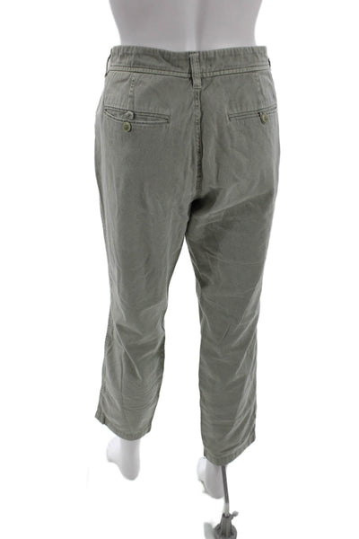 J Crew Chino Womens Cotton Straight Leg Zip Fly Chino Pants Green Size 6
