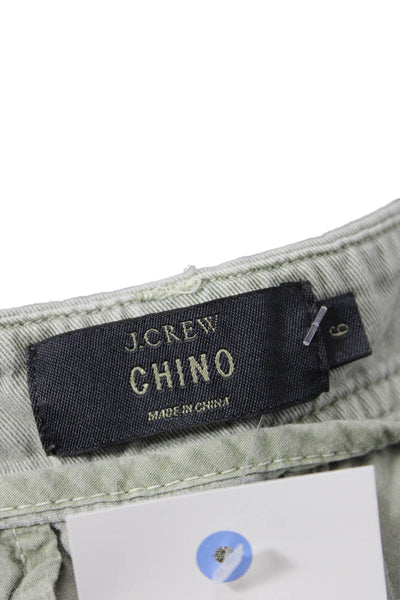 J Crew Chino Womens Cotton Straight Leg Zip Fly Chino Pants Green Size 6