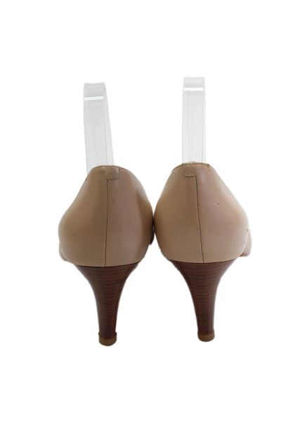 Via Spiga Womens Leather Open Toe Slip On Heels Pumps Beige Size 11.5M