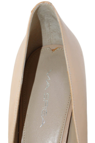 Via Spiga Womens Leather Open Toe Slip On Heels Pumps Beige Size 11.5M