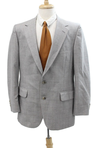Allyn St.George Men's Collared Long Sleeves Lined Two Button Jacket Gray Size 38