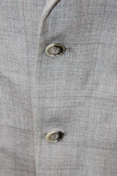 Allyn St.George Men's Collared Long Sleeves Lined Two Button Jacket Gray Size 38