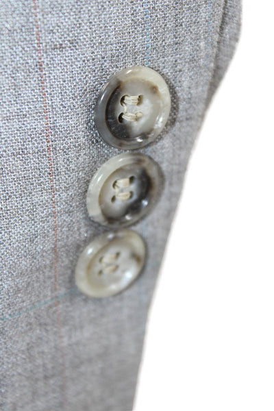 Allyn St.George Men's Collared Long Sleeves Lined Two Button Jacket Gray Size 38